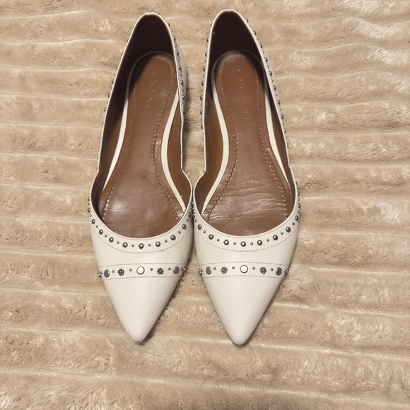 Coach Valintina Pointed Flats With Studs In Off White Leather Women’s Sz 8 - Picture 1 of 10
